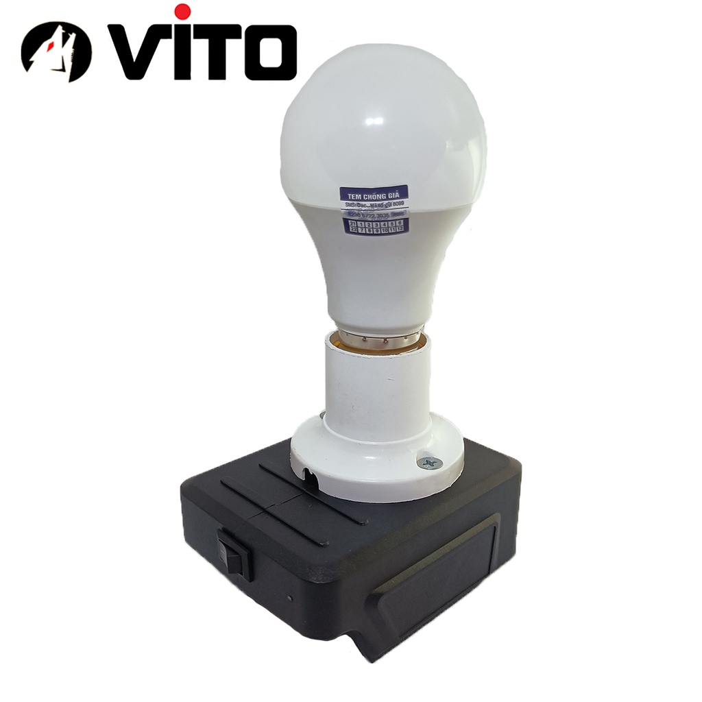 [KHÔNG KÈM PIN] Đế Đèn Đui E27 VITO Sử Dụng Pin Chân MAKITA 21V Gắn Bóng LED 12-24V Đế Đúc ABS
