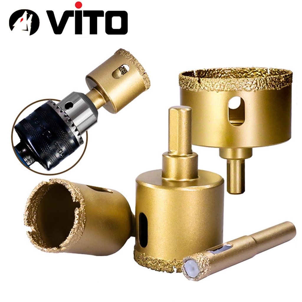 Mũi Khoan Khoét Lỗ Sứ, Gạch Men, Đá Hoa Cương, Gạch Nung, Kính Phủ Titanium Cao Cấp Kích Thước 6-60mm VITO
