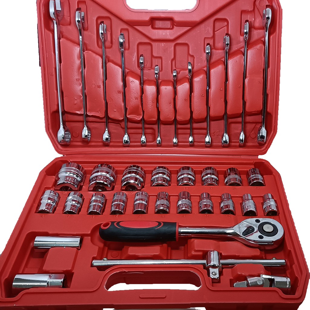 Hộp Dụng Cụ 37 Chi Tiết Cờ Lê, Khẩu Bulong VITO Thép CR-V Cao Cấp Chuyên Dụng Sửa Oto, Xe Máy