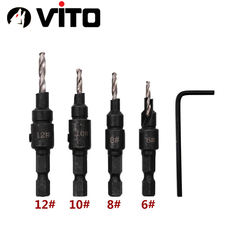 Bộ 4/5 Mũi Khoan Gỗ Chỉnh Cữ VITO Bắt Âm Mũi Vít Chân Lục Giác