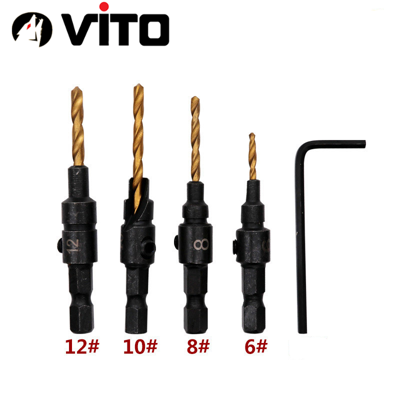 Bộ 4/5 Mũi Khoan Gỗ Chỉnh Cữ VITO Bắt Âm Mũi Vít Chân Lục Giác
