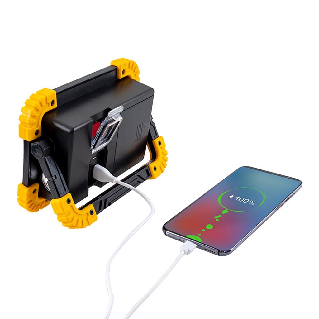 Đèn Pin 2 LED COB + 1 LED T6 Cạnh, Có Cổng Sạc Điện Thoại, Sử Dụng Pin 18650/AA