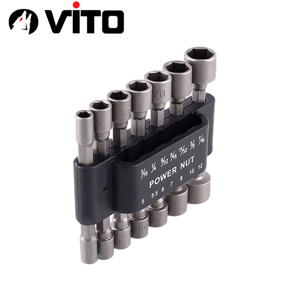 Bộ 14 Khẩu Tuýp Vặn Ốc VITO Lục Giác Gắn Máy Khoan 14 Đầu Vít Bắn Tôn