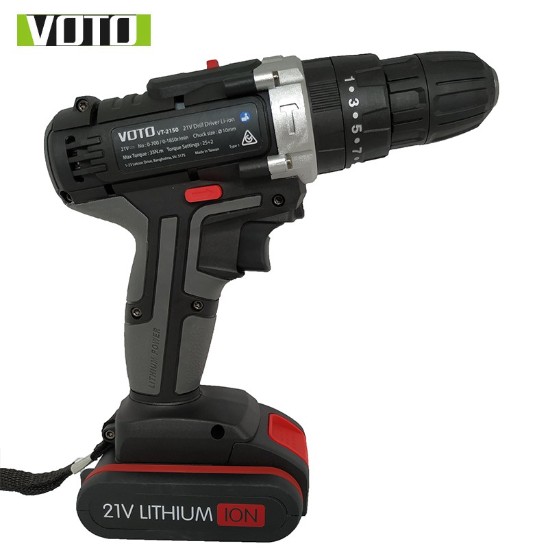 Máy Khoan Pin VOTO 21V 3 Chức Năng Có Búa Mẫu 2019 Hộp Nhựa