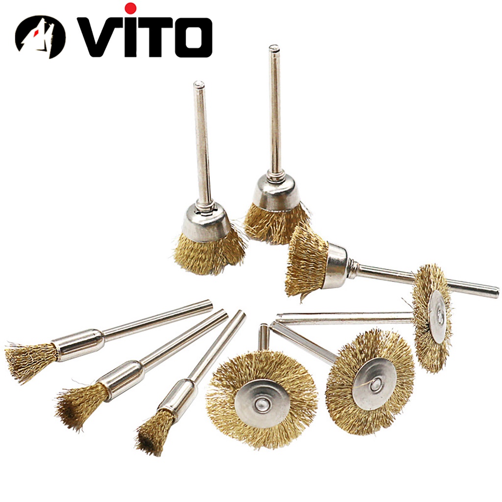 Chổi Đánh Gỉ Sét Mini Cán 3mm Sợi Đồng VITO Gắn Cho Máy Khoan, Máy Mài