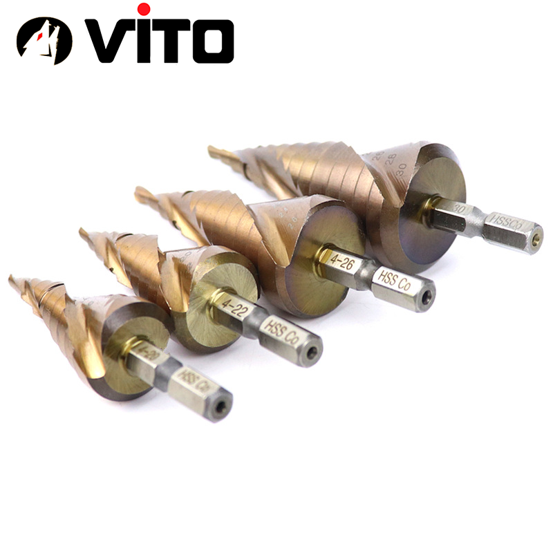 Mũi Khoan Bước Tháp Chuôi Lục Giác Thép HSS Co Phủ Cobalt VITO Các Kích Thước Chuyên Sắt, Thép, Inox,...