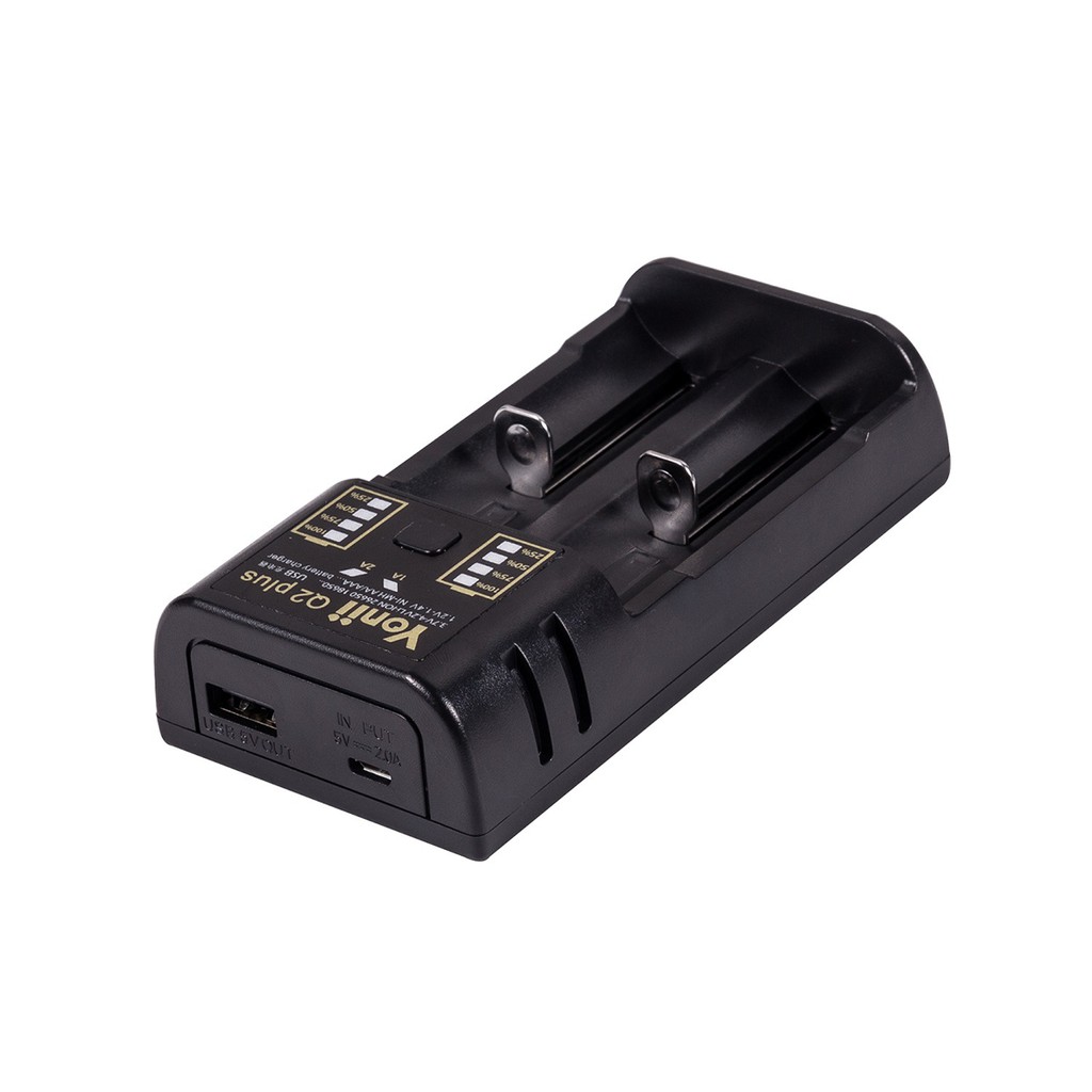 Bộ Sạc Pin Đôi Yonii Q2 Plus 2A, Có Cổng USB 5V Sạc Điện Thoại, Sạc Pin 21700 26650 AA AAA