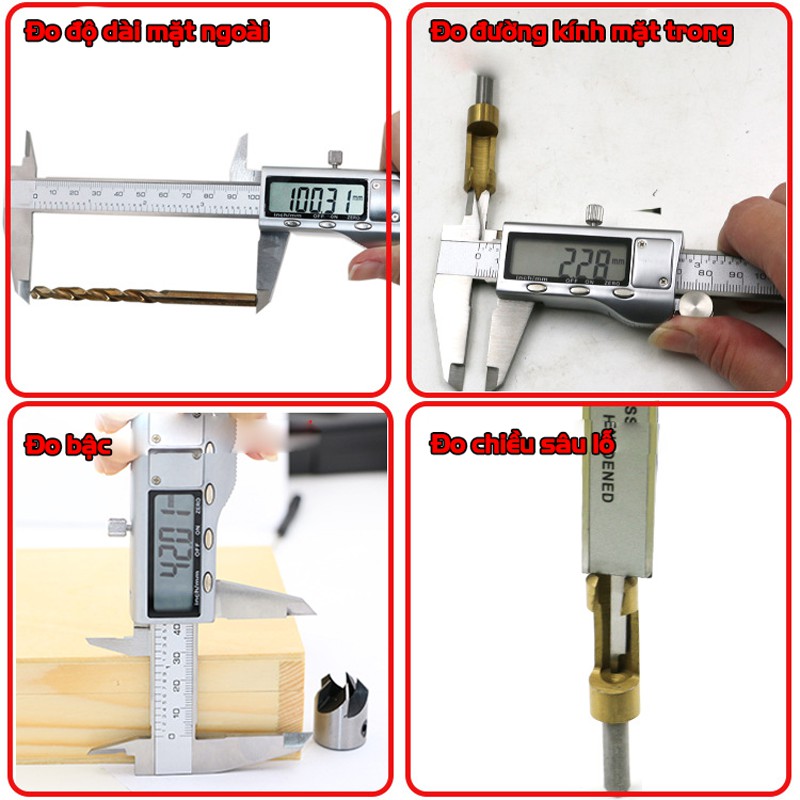 Thước Kẹp Điện Tử Thép Không Gỉ Dài 150mm Đa Năng Hộp Nhựa