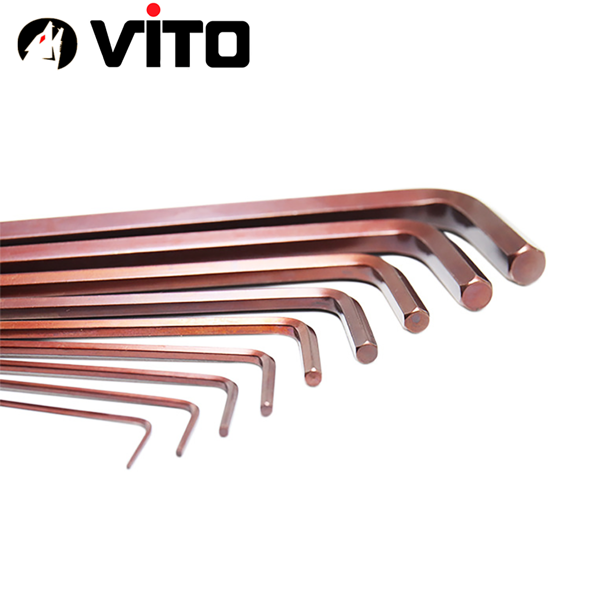 Hộp Lục Giác Vặn Tay Chữ L 2 Đầu Lục Giác, Lục Giác Bi 9 Cây VITO Thép S2 Mạ Crôm Độ Cứng Cao