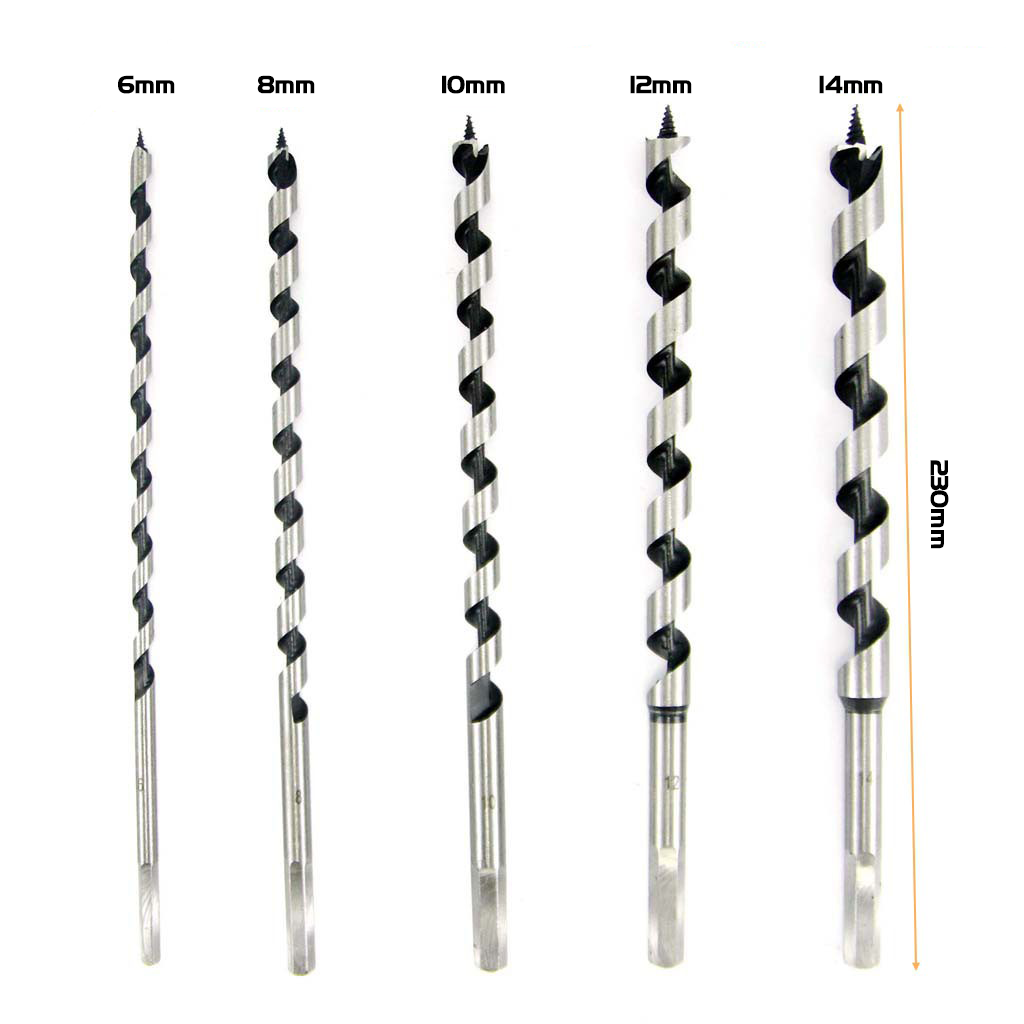 Bộ 5 Mũi Khoan Gỗ Xoắn Ốc Auger VITO Kích Thước 6-14mm Dài 230mm Chân Lục Giác
