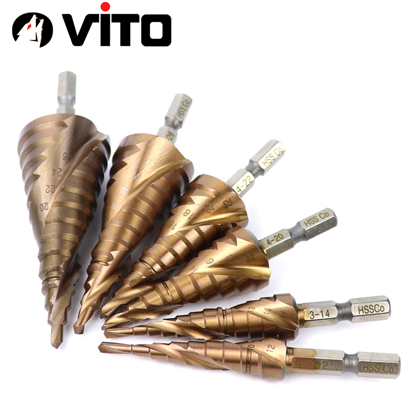 Mũi Khoan Bước Tháp Chuôi Lục Giác Thép HSS Co Phủ Cobalt VITO Các Kích Thước Chuyên Sắt, Thép, Inox,...