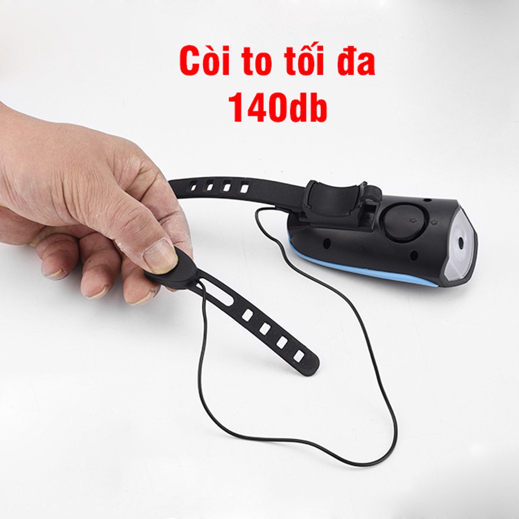 Đèn Pin Gắn Xe Đạp Thể Thao Siêu Sáng LED T6 Có Còi, Pin Sạc USB, Chồng Nước Đi Mưa