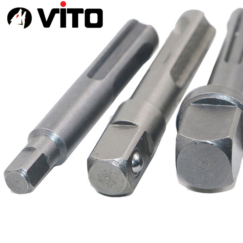 Set 3 Đầu Chuyển Chân SDS Plus Máy Khoan Bê Tông Sang Đầu Bulong 1/4" 3/8" 1/2" VITO