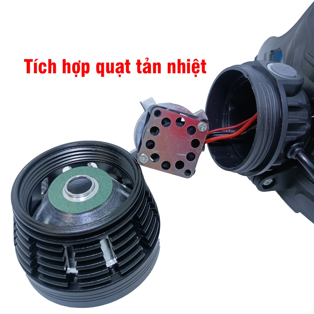 Đèn Pin Đội Đầu W644 Siêu Sáng 2400 Lumen Dùng Pin 18650 Chóa Nhôm Có Quạt Tản Nhiệt