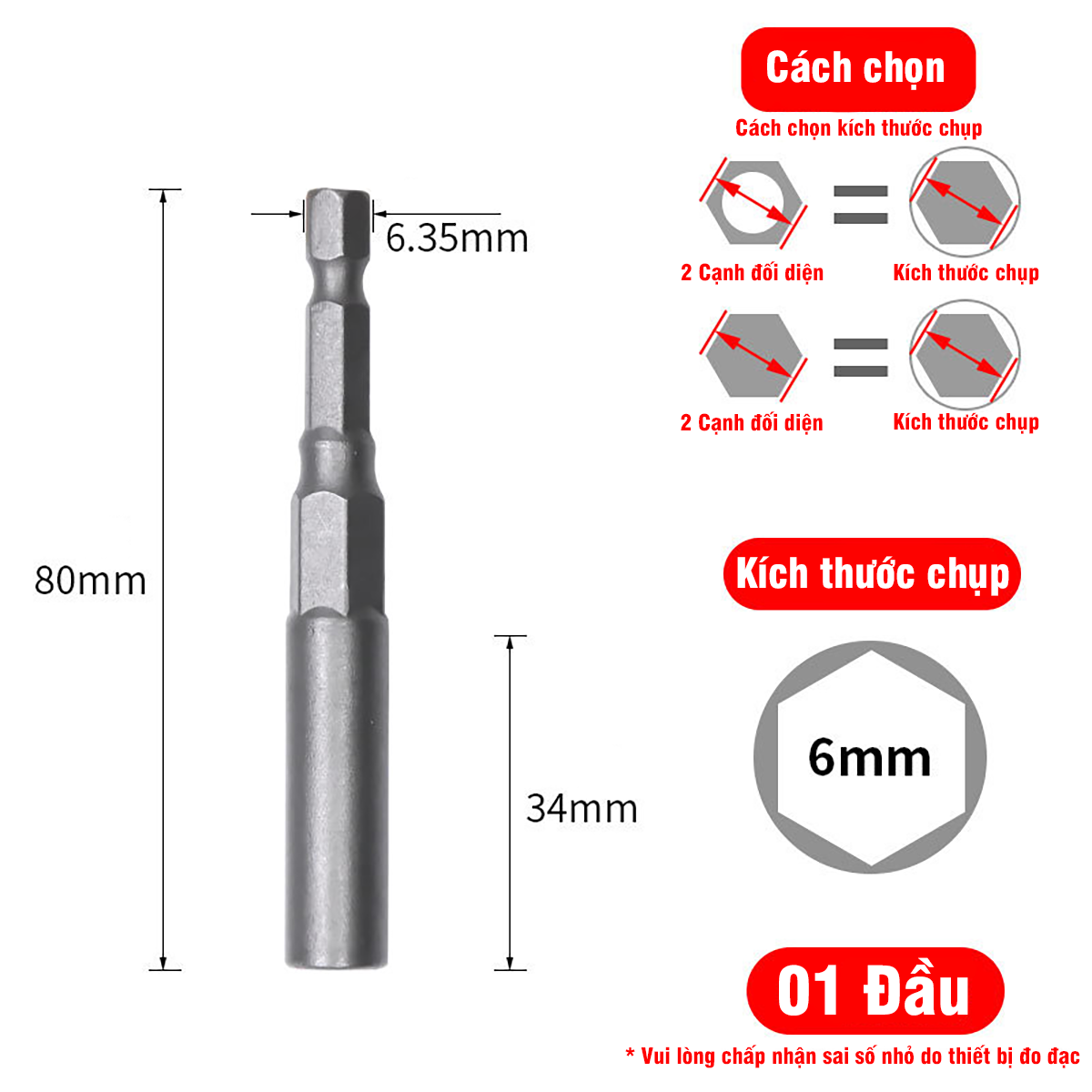 Chụp Bulong Sâu Lòng Bắn Vít Chân Lục Giác VITO Dài 80mm Các Kích Cỡ