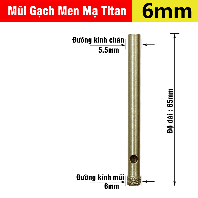 Mũi Khoan Khoét Lỗ Sứ, Gạch Men, Đá Hoa Cương, Gạch Nung, Kính Phủ Titanium Cao Cấp Kích Thước 6-60mm VITO