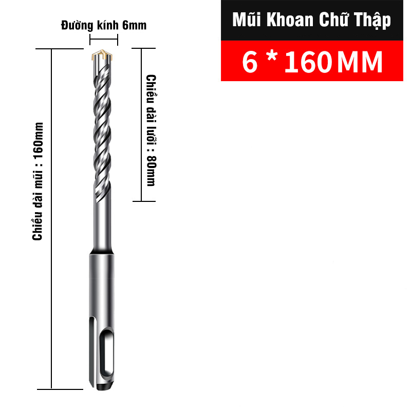 Mũi Khoan Bê Tông Xuyên Thép Đầu Chữ Thập Chân Gài SDS Plus VITO Chuyên Dụng