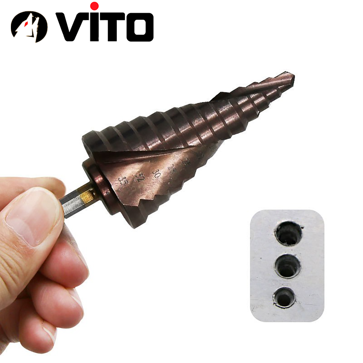 Mũi Khoan Bước Tháp Chuôi Lục Giác Thép HSS Co Phủ Cobalt VITO Các Kích Thước Chuyên Sắt, Thép, Inox,...