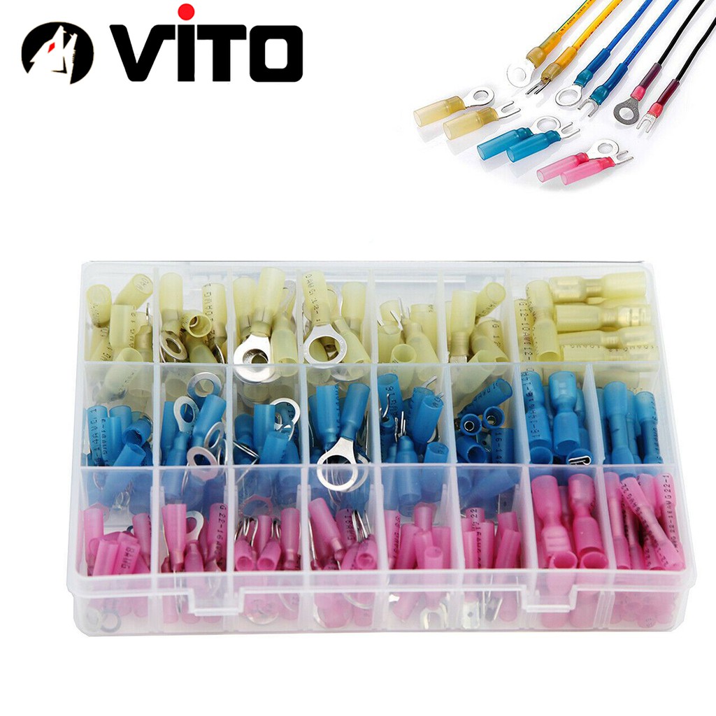 Hộp 240 Đầu Cos (Cos Khuyên, Cos Vòng, Cos Y, Cos Dẹp) Nối Dây Điện Ống Gen Co Nhiệt VITO