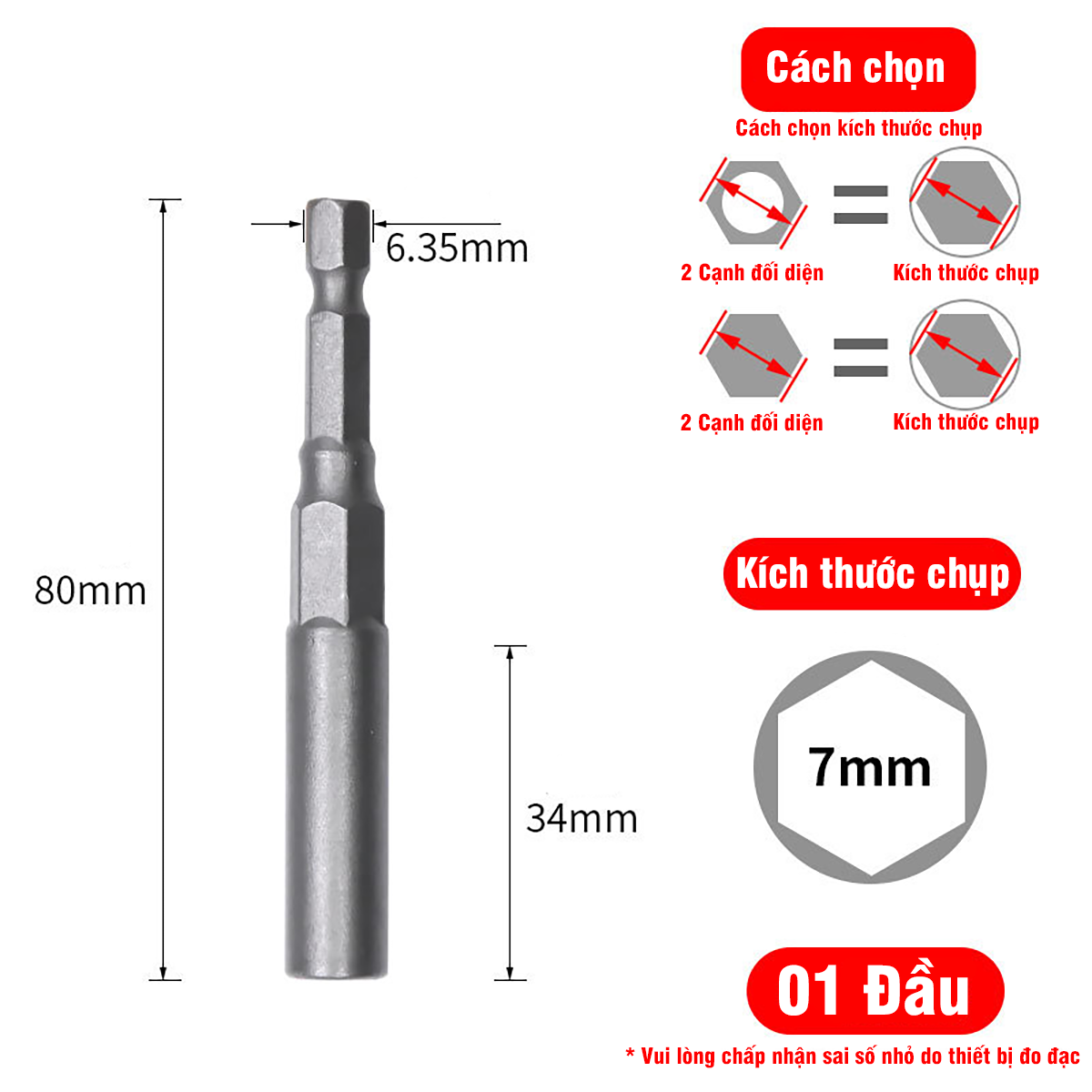 Chụp Bulong Sâu Lòng Bắn Vít Chân Lục Giác VITO Dài 80mm Các Kích Cỡ