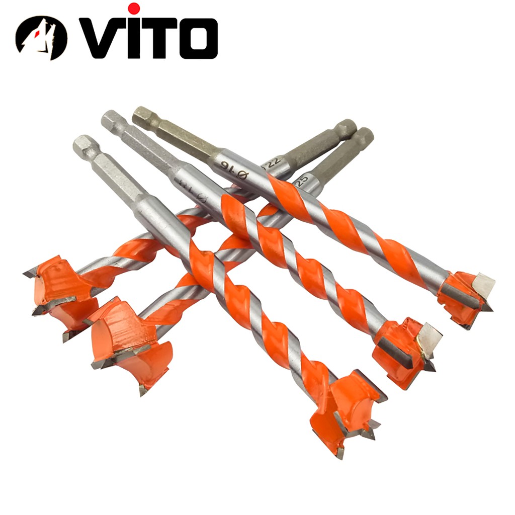 Mũi Khoan Khoét Lỗ Gỗ, Nhựa VITO Lưỡi Hợp Kim 16-25mm Chuôi Lục Giác