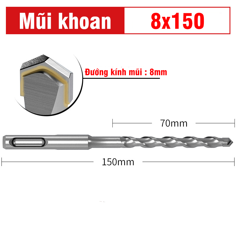 Mũi Khoan Bê Tông VITO Chân Gài SDS Plus Chắc Chắn Thép HSS