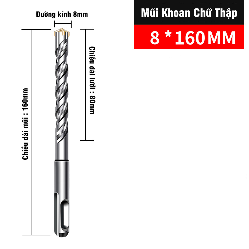 Mũi Khoan Bê Tông Xuyên Thép Đầu Chữ Thập Chân Gài SDS Plus VITO Chuyên Dụng