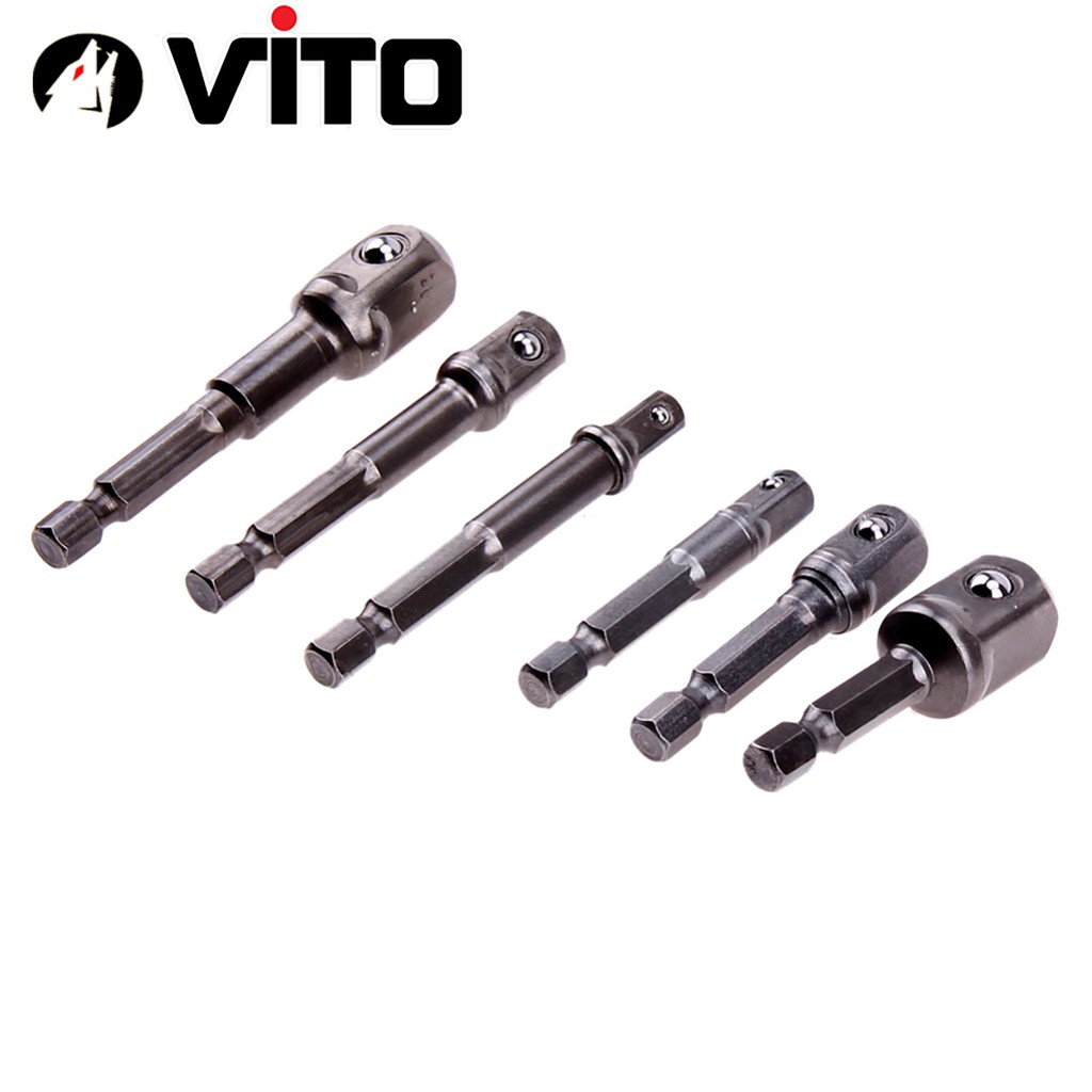 Bộ 3 Đầu Chuyển Sang Khẩu Bulong 1/4" 3/8" 1/2" VITO Gắn Cho Máy Khoan, Máy Bắn Vít