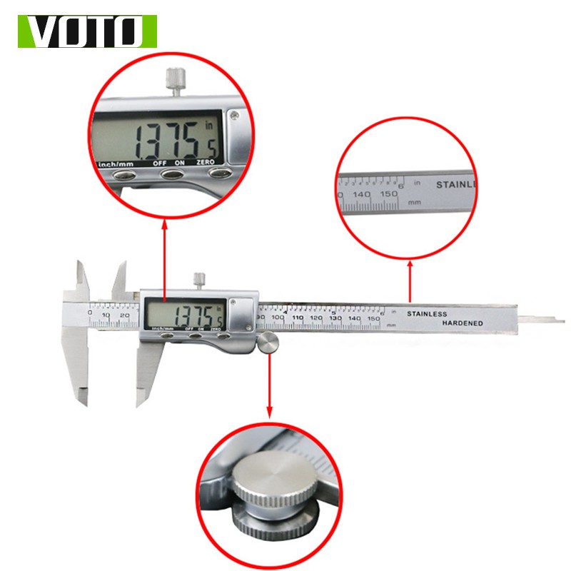 Thước Kẹp Điện Tử Thép Không Gỉ Dài 150mm Đa Năng Hộp Nhựa