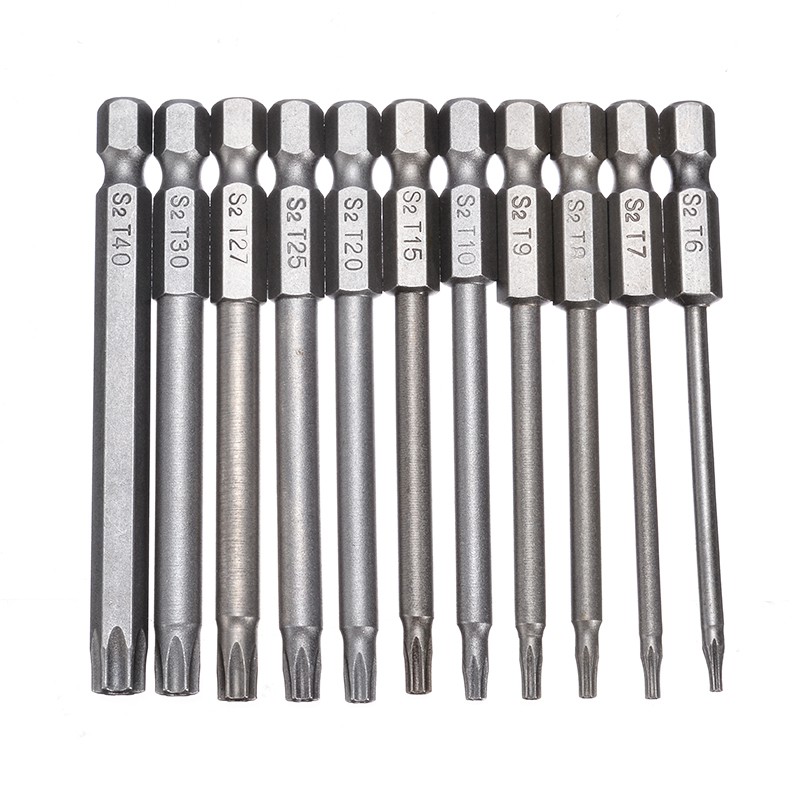 Bộ Mũi Vít Hoa Thị Có Lỗ Chân Lục Giác VITO Thép S2 Nhiều Kích Thước