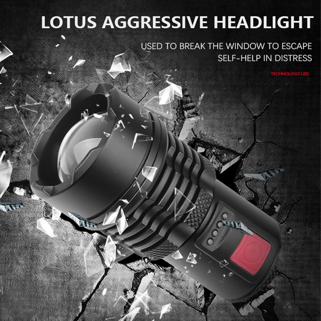 Đèn Pin Siêu Sáng Pin Tích Hợp LED P50 Dùng Pin 26650/18650 Có Cổng Sạc USB