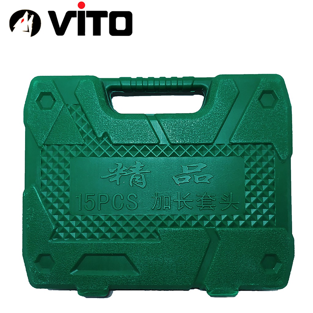 Hộp 15 Đầu Khẩu VITO 1/2 Dài 78mm Vặn Bulong , Đầu Bulong, Đầu Tiếp, Đầu Điếu Mạ Crôm