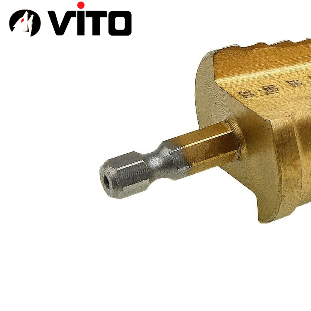 Bộ 3 Mũi Khoan Tháp VITO Chuôi Lục Giác Thép Gió HSS Mạ Titan 4-32mm Khoan Nhôm, Nhựa, Gỗ