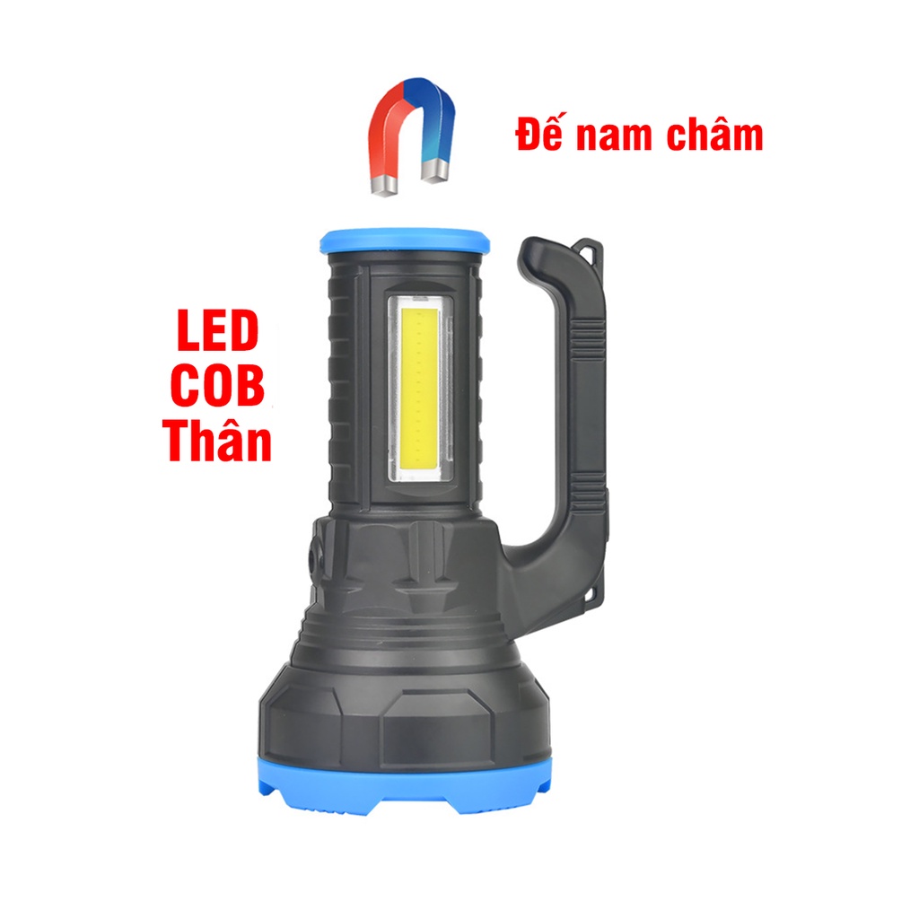 Đèn Pin Xách Tay Siêu Sáng LED P50 + LED COB Tích Hợp Cổng Sạc Điện Thoại