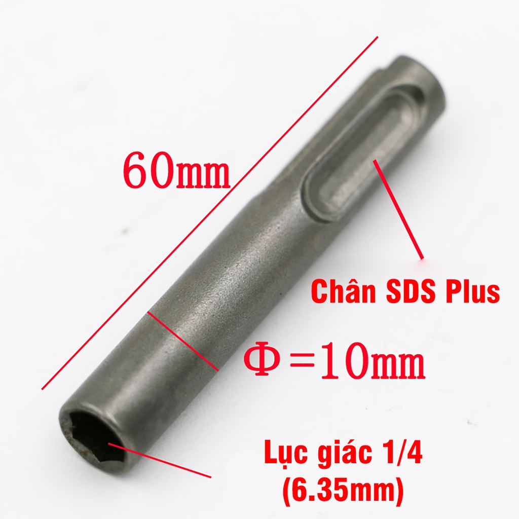 Đầu Chuyển Đổi Chân SDS Plus Máy Khoan Bê Tông Sang Chân Lục Giác 6.35mm Bắn Vít VITO