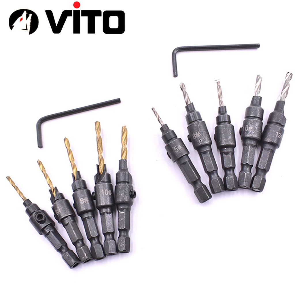 Bộ 4/5 Mũi Khoan Gỗ Chỉnh Cữ VITO Bắt Âm Mũi Vít Chân Lục Giác