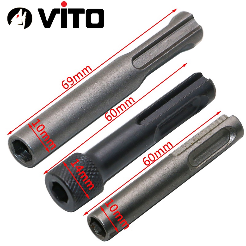 Đầu Chuyển Đổi Chân SDS Plus Máy Khoan Bê Tông Sang Chân Lục Giác 6.35mm Bắn Vít VITO