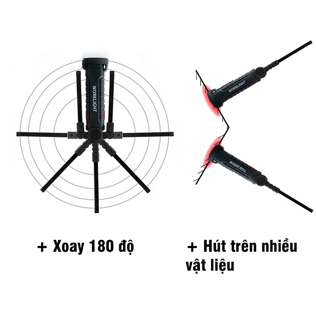 Đèn Pin WorkLight LED COB + XPE Sạc Pin Đa Năng, Đế Nam Châm