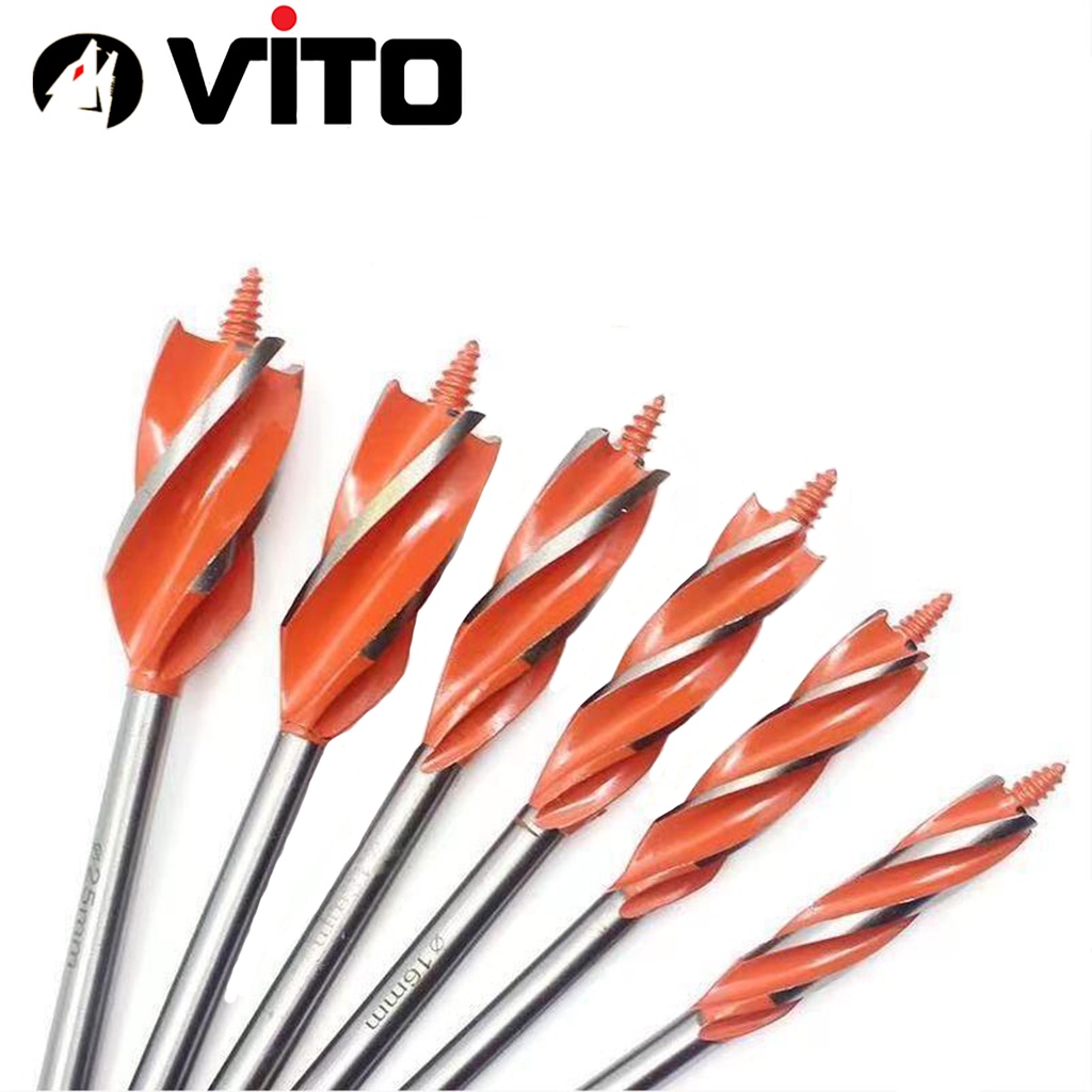 Mũi Khoan Gỗ Xoắn Ốc Auger VITO 4 Lưỡi Cắt Chân Lục Giác Sử Dụng Cho Máy Bắn Vít, Máy Khoan