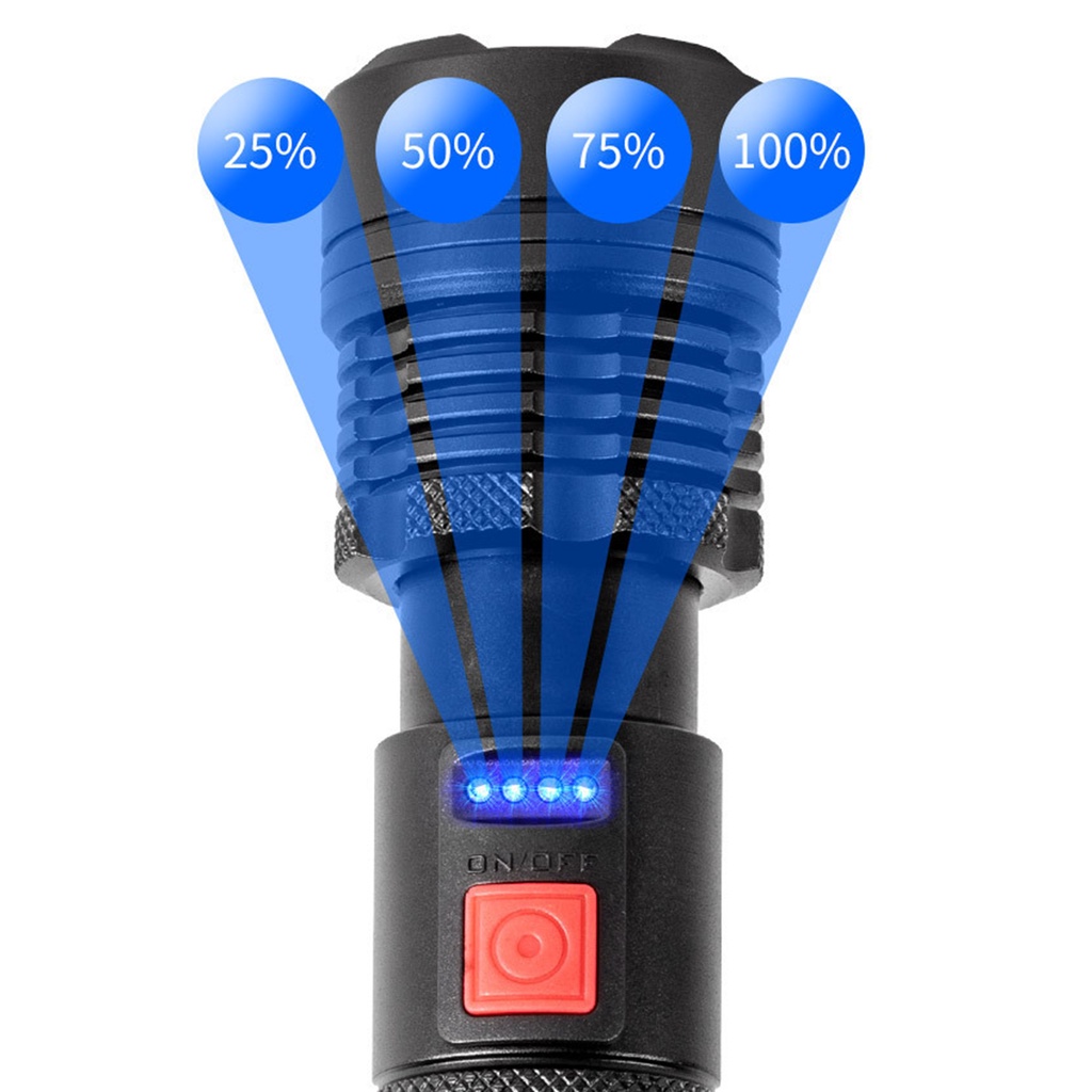 Đèn Pin Siêu Sáng Pin Tích Hợp LED P50 Dùng Pin 26650/18650 Có Cổng Sạc USB