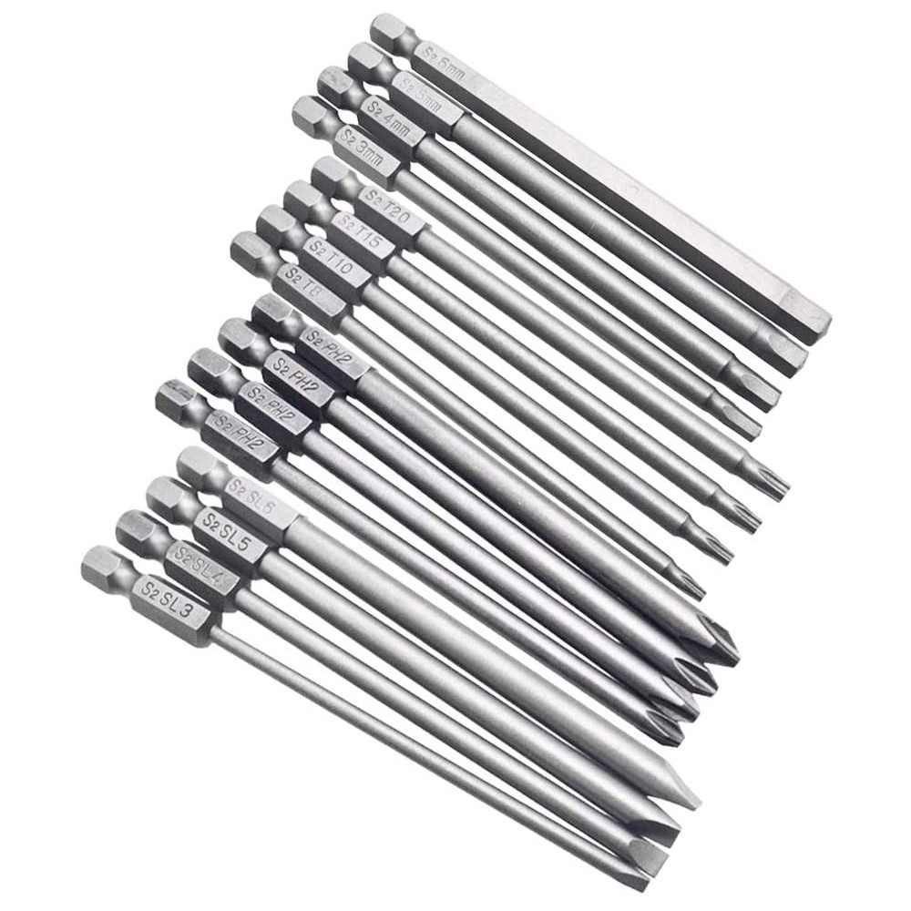 Bộ 16 Mũi Vít Hỗn Hợp (Bake, Hoa Thị, Lục Giác, 2 Cạnh) Dài 100mm