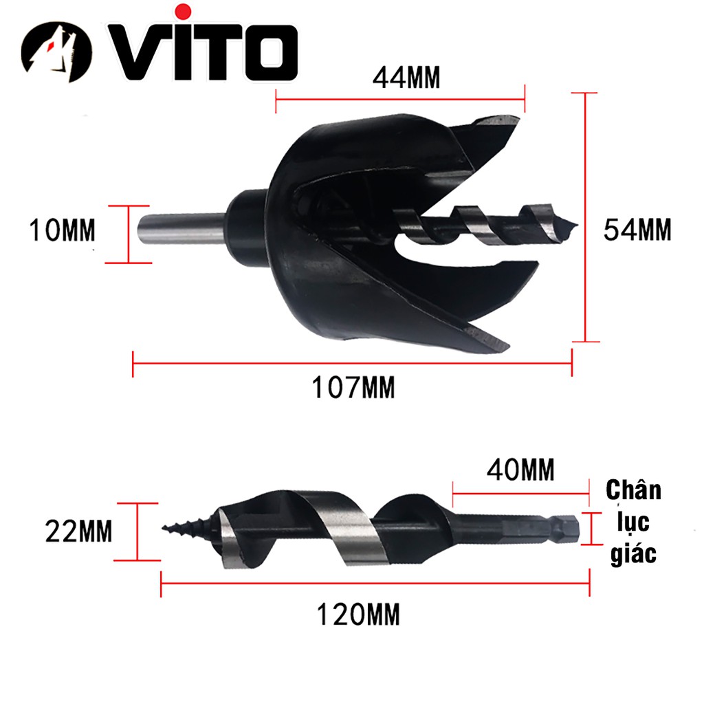 Bộ Khoét Lỗ Ổ Khóa, Tay Nắm Cửa Lỗ 22/54mm Thép Carbon VITO