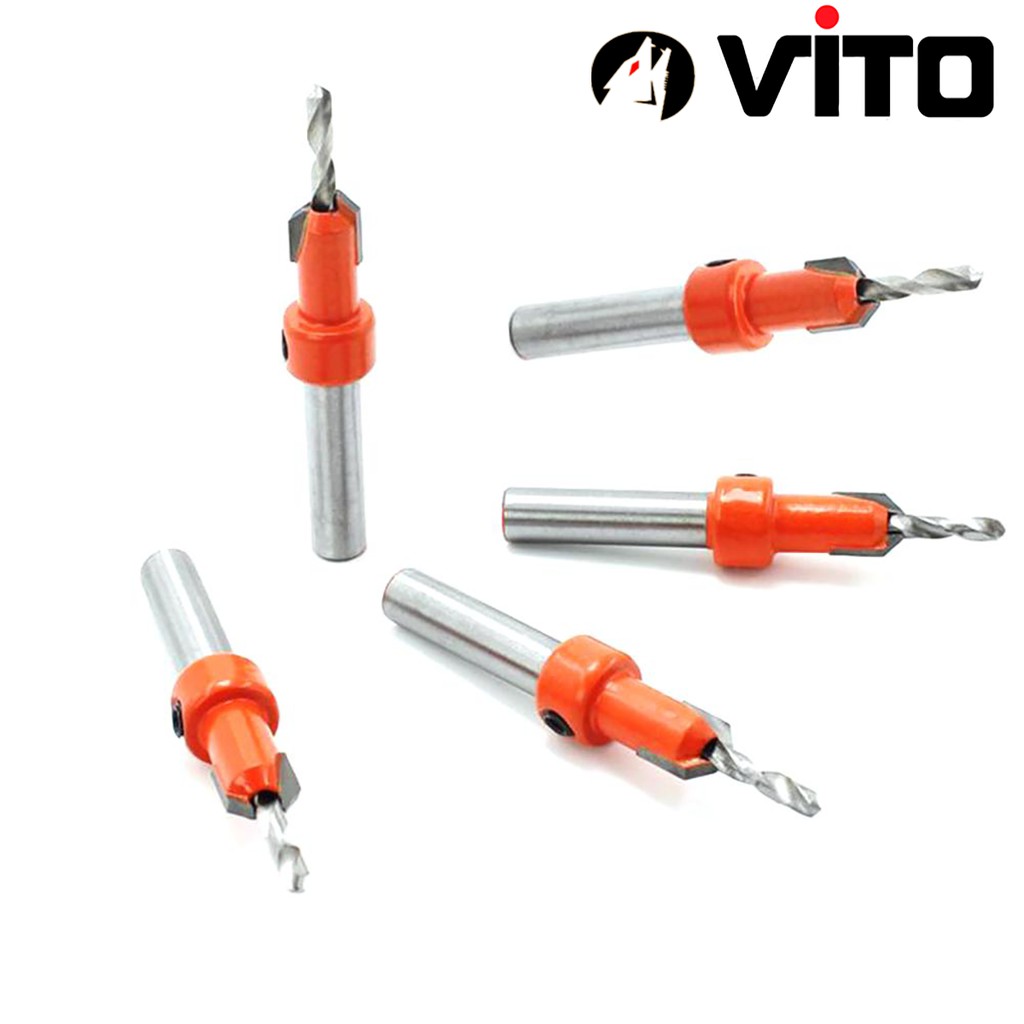 Mũi Khoan Doa Âm Vít Gỗ Vuông Góc 2 Tầng VITO Thép HSS 4341