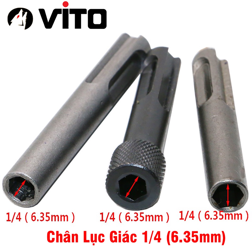 Đầu Chuyển Đổi Chân SDS Plus Máy Khoan Bê Tông Sang Chân Lục Giác 6.35mm Bắn Vít VITO