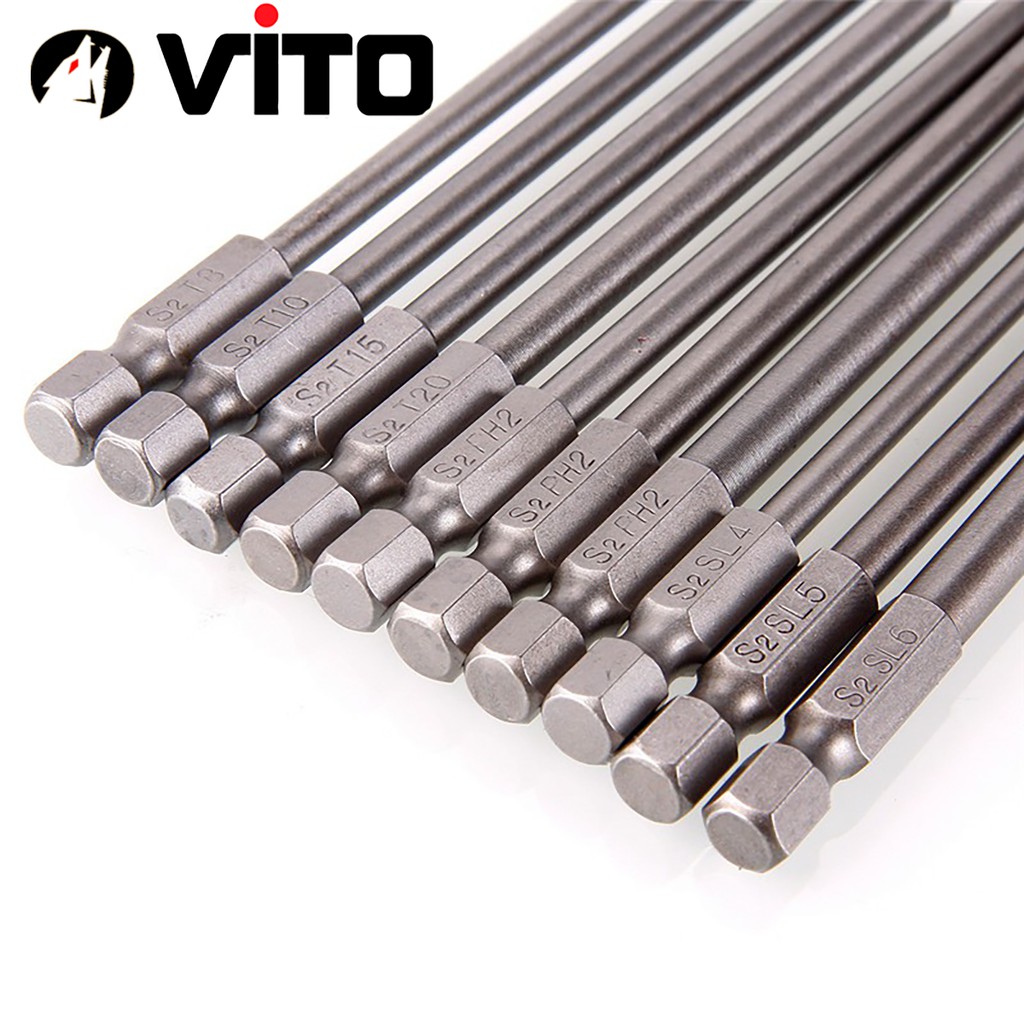 Bộ 16 Mũi Vít Hỗn Hợp (Bake, Hoa Thị, Lục Giác, 2 Cạnh) Dài 100mm