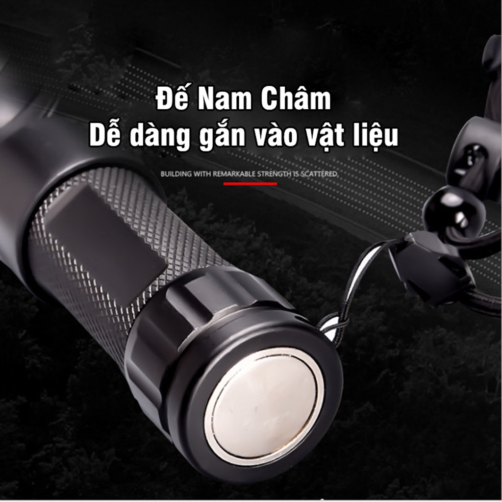 Đèn Pin LED COB + T6 Đế Nam Châm Chống Nước Xoay 360 Độ Tiện Lợi