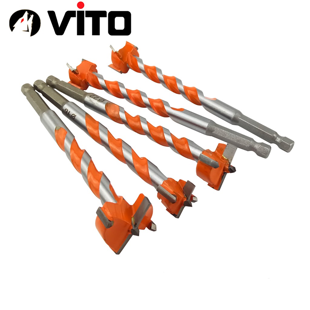 Mũi Khoan Khoét Lỗ Gỗ, Nhựa VITO Lưỡi Hợp Kim 16-25mm Chuôi Lục Giác