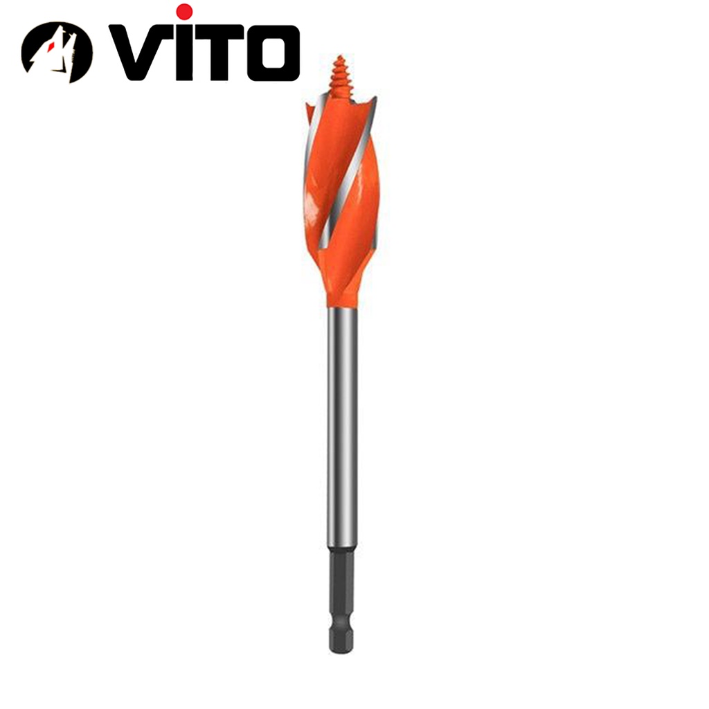Mũi Khoan Gỗ Xoắn Ốc Auger VITO 4 Lưỡi Cắt Chân Lục Giác Sử Dụng Cho Máy Bắn Vít, Máy Khoan