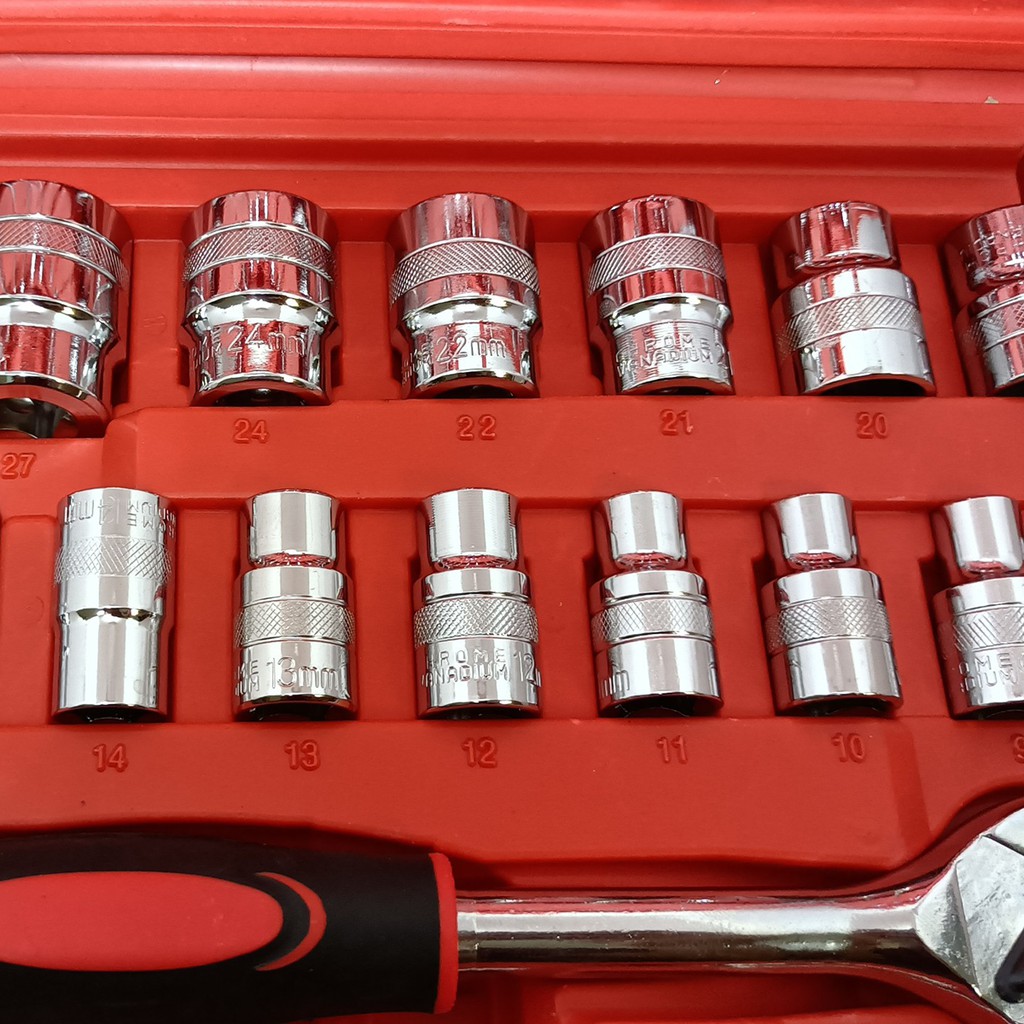 Hộp Dụng Cụ 37 Chi Tiết Cờ Lê, Khẩu Bulong VITO Thép CR-V Cao Cấp Chuyên Dụng Sửa Oto, Xe Máy