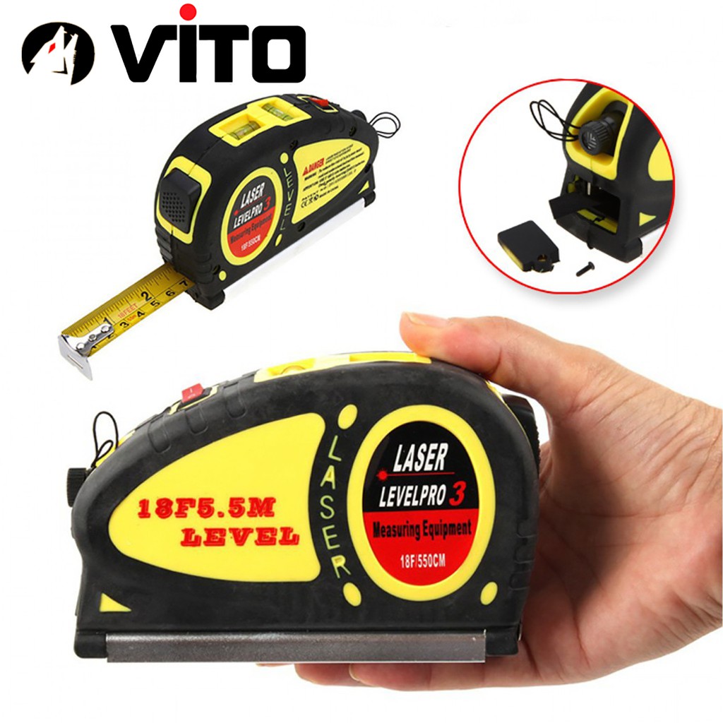 Thước Thủy Livo Laser Đa Năng VITO Cân Mực Laser Có Thước Rút 5.5M Bỏ Túi